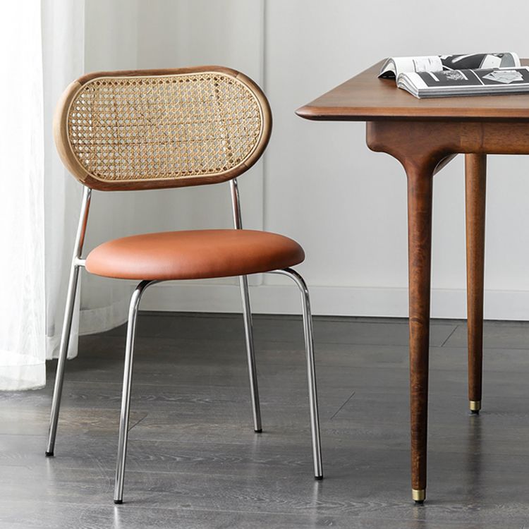 Open Back Side Chair Industrial Armless PU Leather Dining Chairs