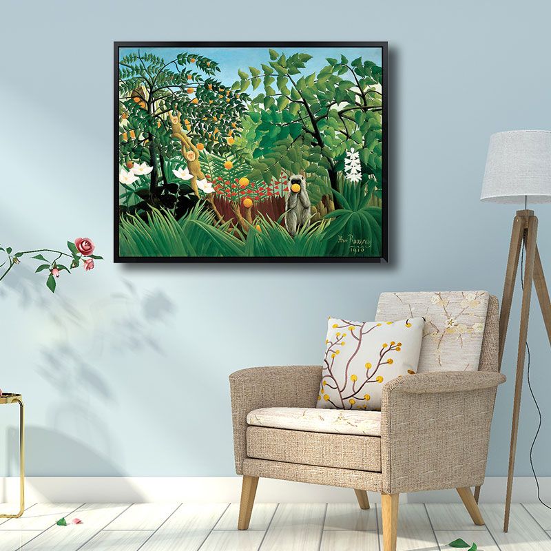 Henri Rousseau Jungle Mandrill Canvas Green Childrens Art Wall Decor for Bedroom