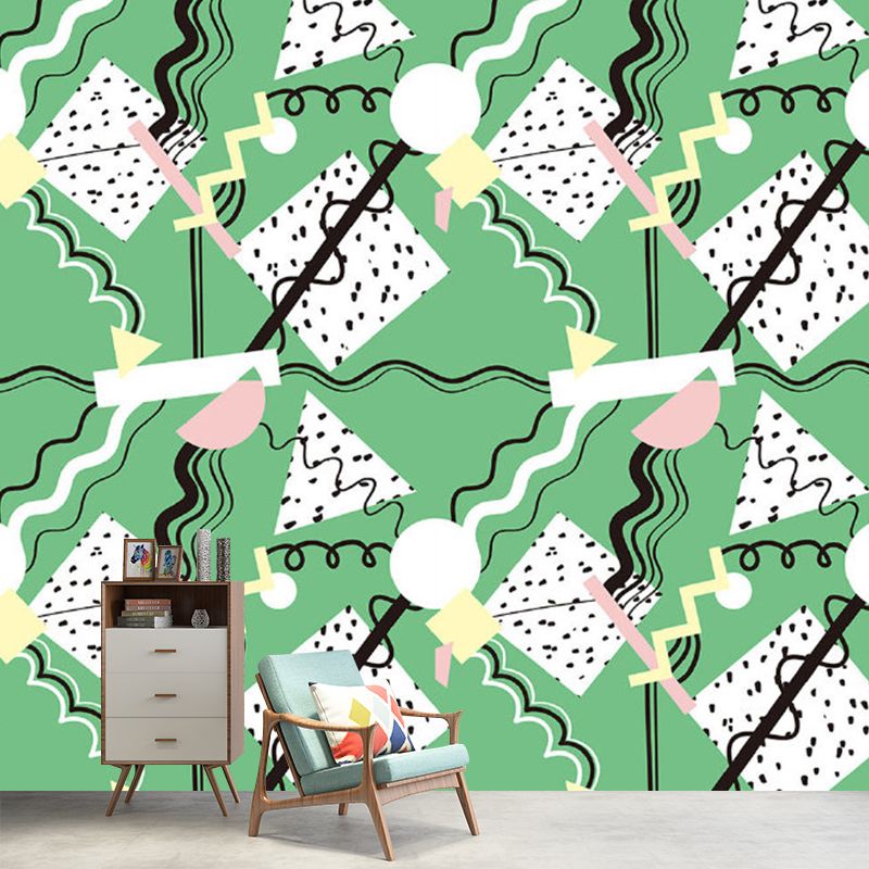 Green-White Childrens Art Murals Large Cakes Drawing Wall Decoration for Nursery