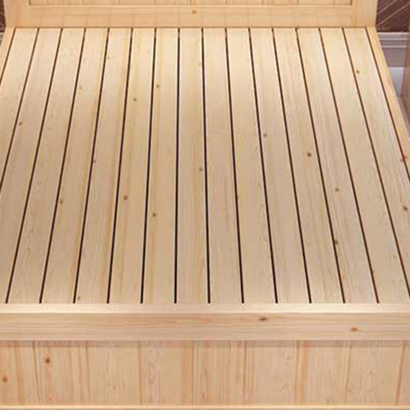 Contemporary Solid Color Standard Bed Wood Storage Camelback Bed Frame