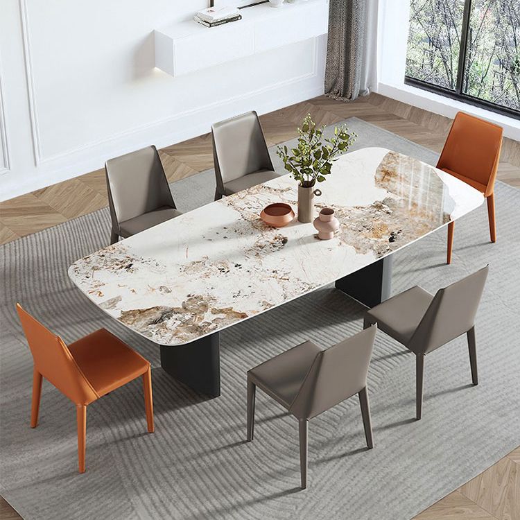 White Stone Dining Table Set 1/2/5/7 Pieces Glam Dinette Set for Kitchen