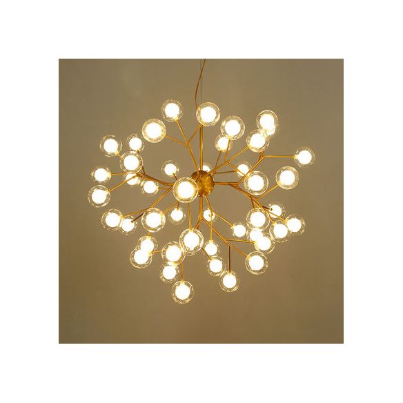 Branching Chandelier Light with Clear Glass Ball Shade Modern Style 9/27 Bulbs Black/White Ceiling Light Fixture