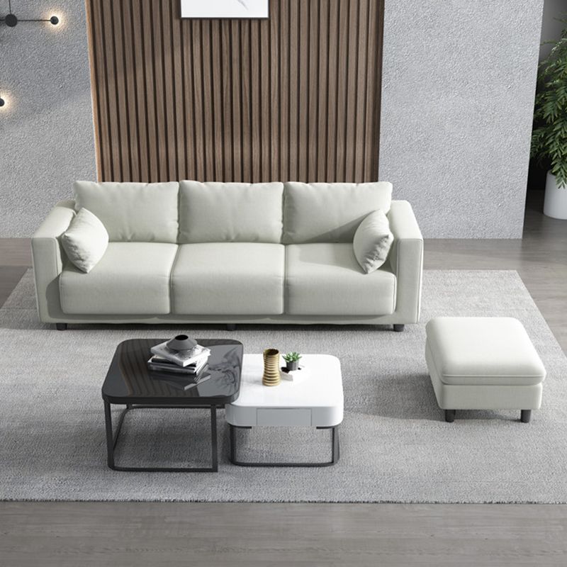 Contemporary Tuxedo Arm Standard Sofa with Bolster Pillows for Living Room, Apartment