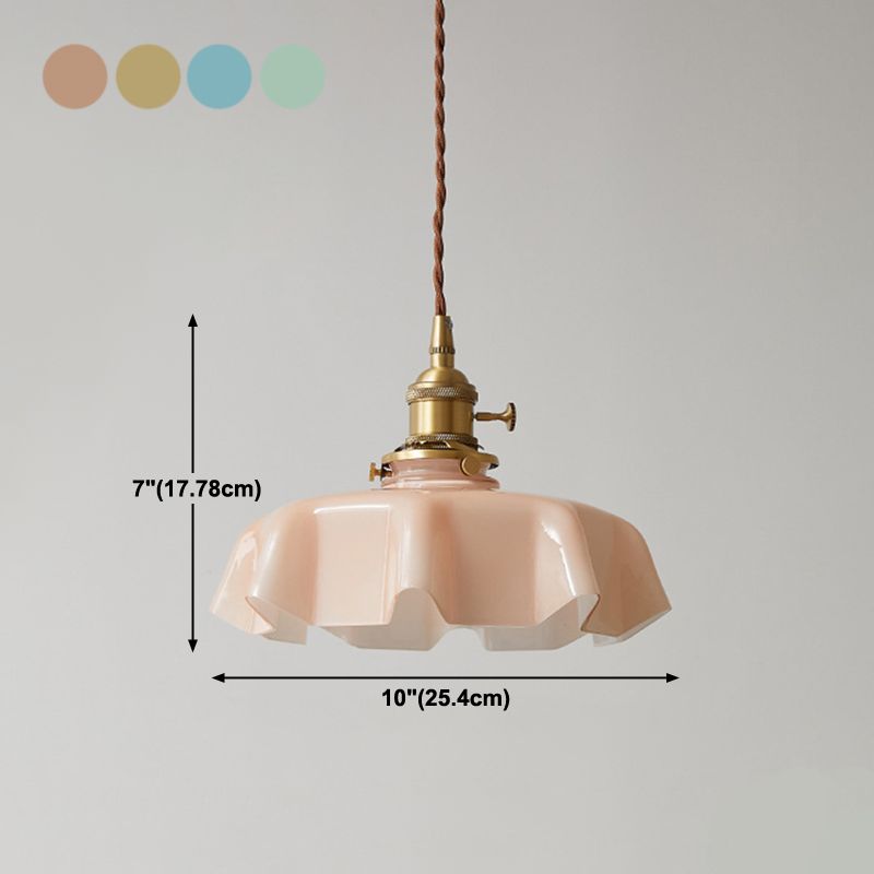 Pot Cover Shape Hanging Lighting Industrial Style Glass 1 Light Pendant Lamp