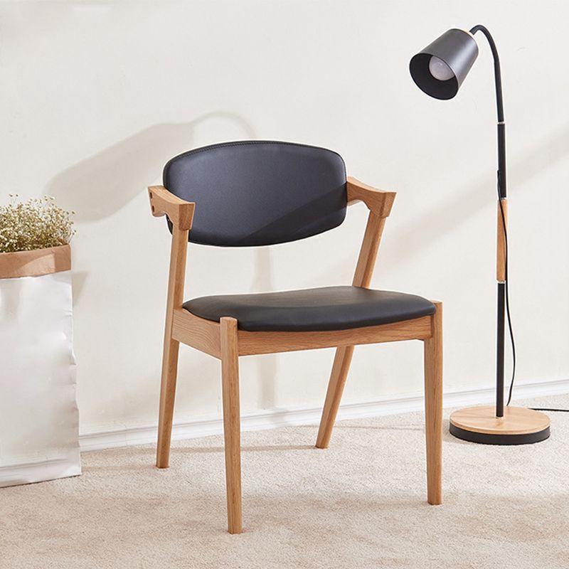 Wood Side Dining Chairs Contemporary Open Back Dining Side Chair in Black