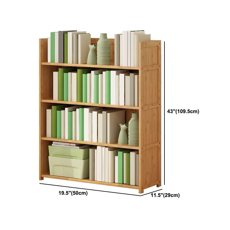 Modern Vertical Wood Book Shelf Brown Closed Back Shelf Bookcase for Study Room