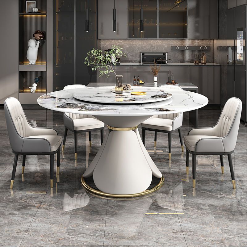 Round Sintered Stone Dining Table Convertible Dining Table for Kitchen