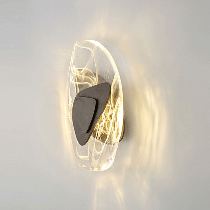 Oval Crystal Glass Wall Sconce Postmodern LED Wall Mounted Light for Living Room