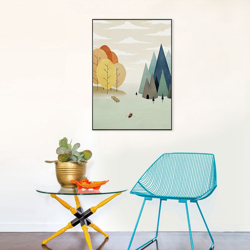 Illustrations Fall Forest Wall Decor Textured Childrens Art Bedroom Canvas Print