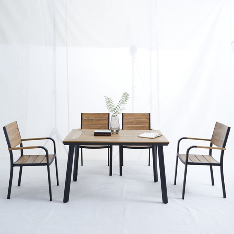 Modern Style 1/4/5/7/9 Pieces Metal Dining Set Reclaimed Wood Table Set for Outdoor