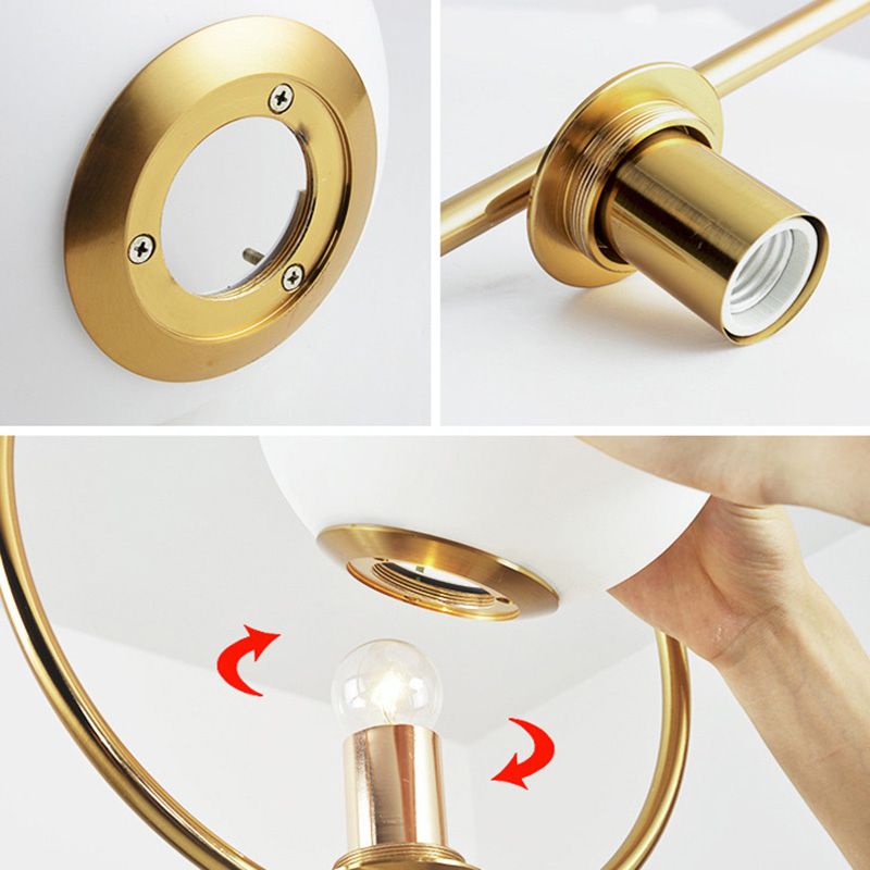 Lampada appesa sferica MODERNA MODERNA 1 Luce Sospensione Sospensione Luce a sospensione con anello di metallo a goccia