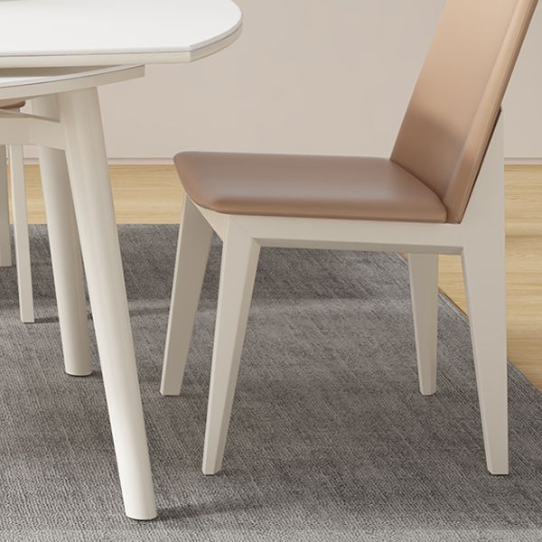 White Drop-Leaf Dining Table Round Sintered Stone Dinner Table for Dining Room