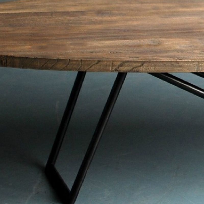 Industrial Office Desk Distressed Wood Oval Writing Desk with Metal Legs