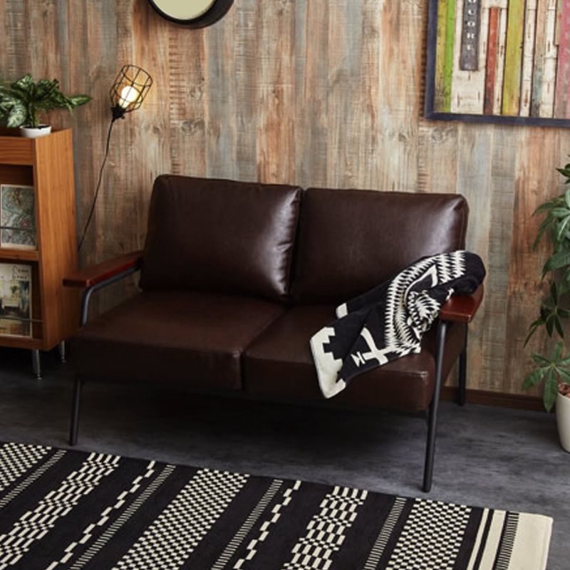 Contemporary Square Arm Sofa 2-seater Standard Sofa with 2 Pillows