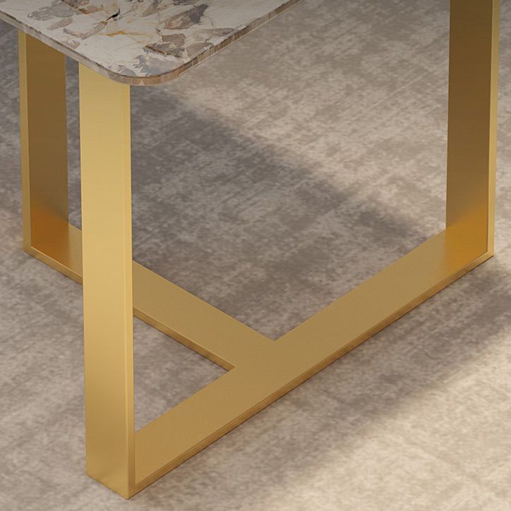 Metal Mesa Rectangular de Luxury Metal Mesa de interior de piedra sinterizada con base de trineo