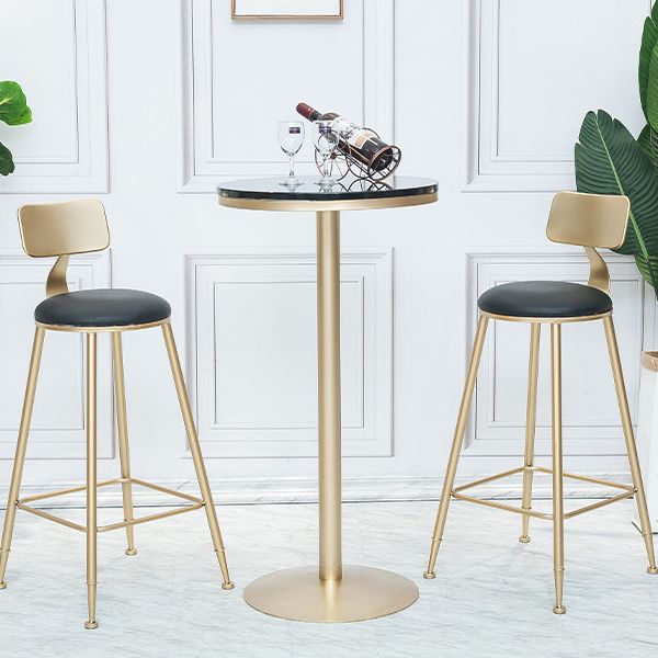 Solid Wood Bar Table Gold and Metal Base Bar Table for Kitchen Living Room Coffee Room