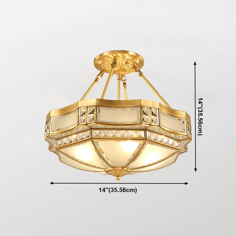 Plafonniers en cuivre de style colonial d'appareils d'éclairage de plafond affleurants de tambour
