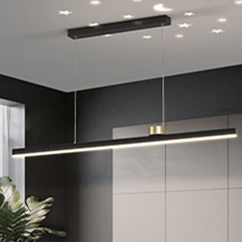 Black and Gold Bar Pendant Spotlight Postmodern LED Metal Island Light