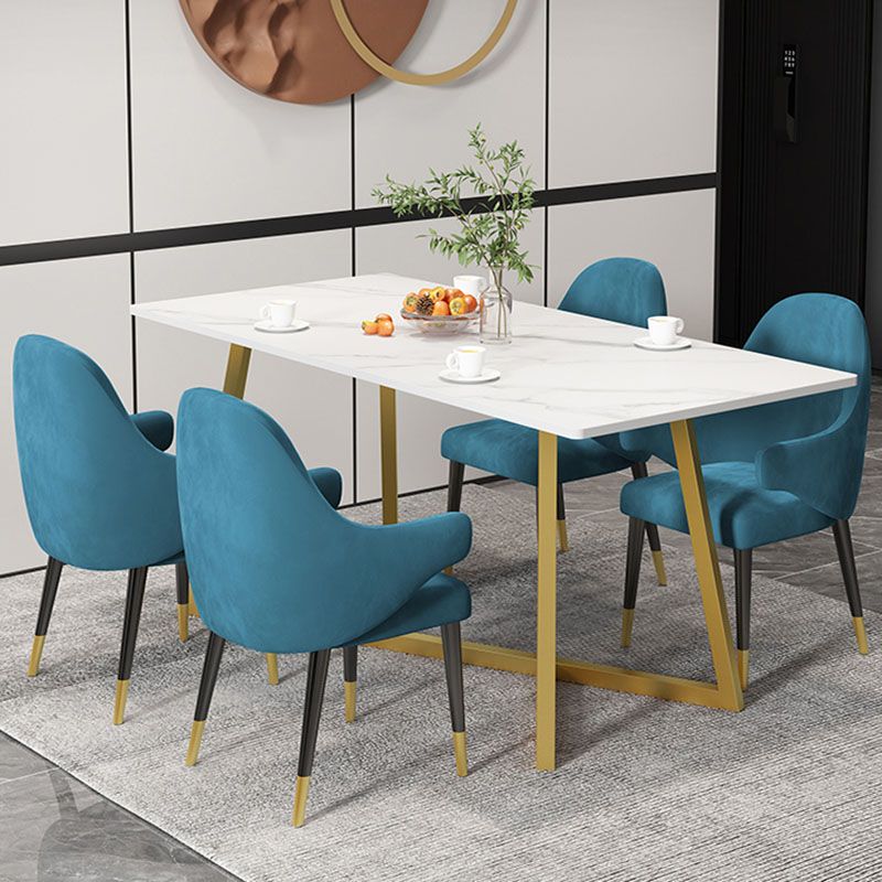 Glam Style 1/2/5 Pieces Dining Table Set Sintered Stone Table and Chair Set