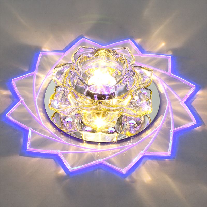 Blossom LED Flush Mount Modern Crystal Hallway Flushmount Ceiling Lighting in Clear