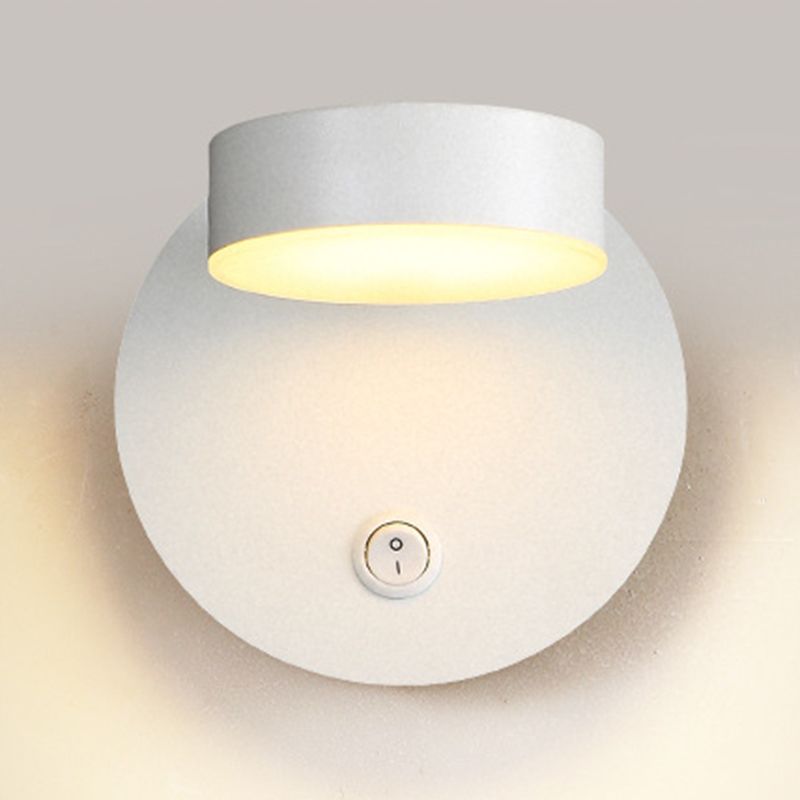 Single Contemporary White/Black Wall Mounted Sconce Metal Wall Light for Foyer