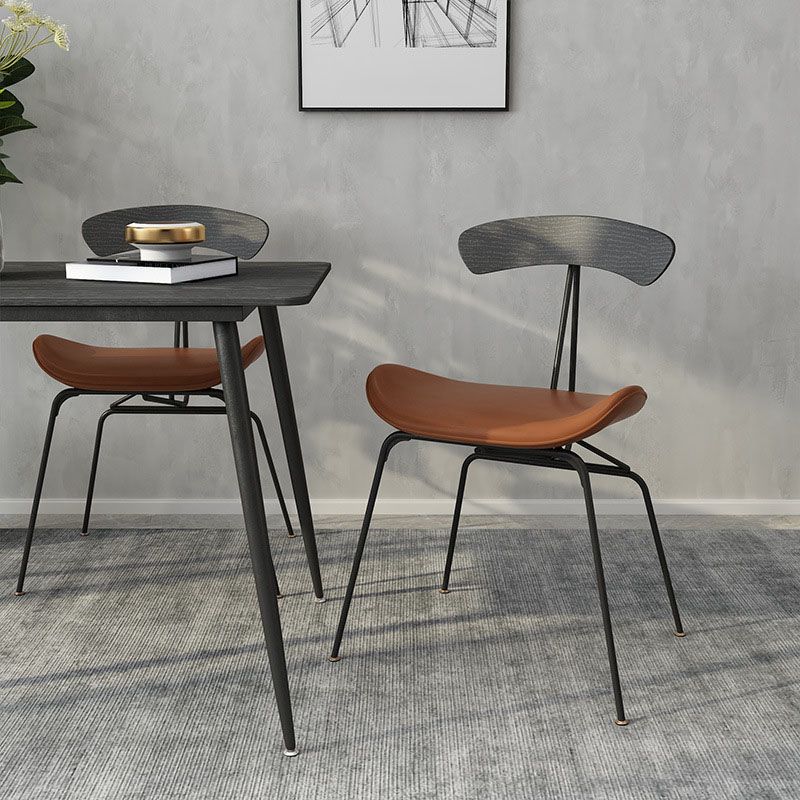 Industrial Open Back Armless Dining Chairs Leather Dining Side Chair