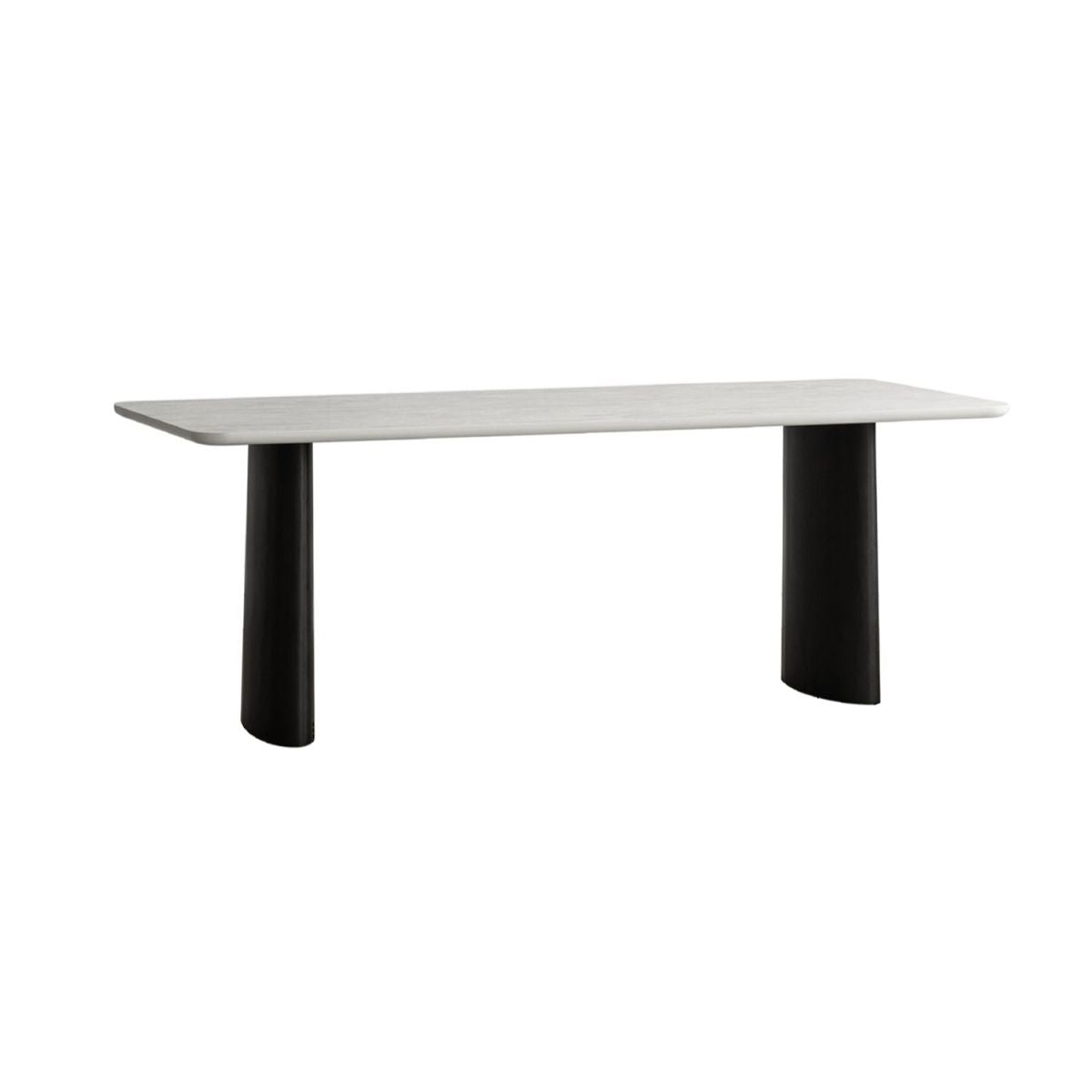 Contemporary White Retractable Wooden Dining Table with Double Pedestal
