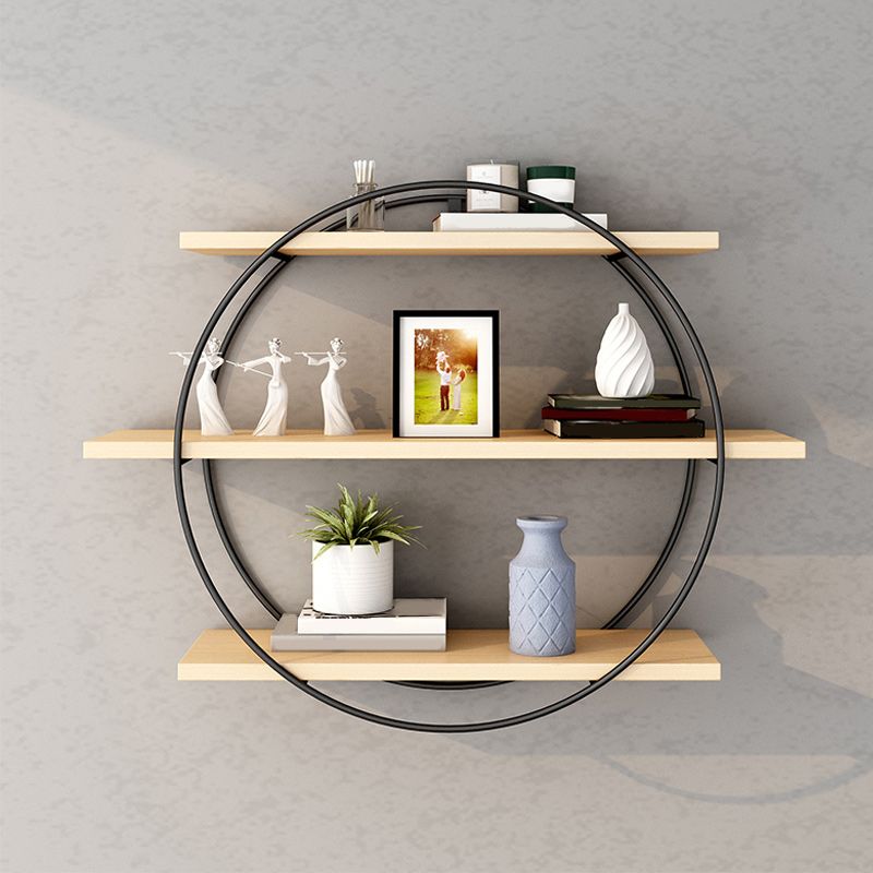 Libreria montata a parete industriale Black Iron Frame Pine Shelf Shelf per soggiorno