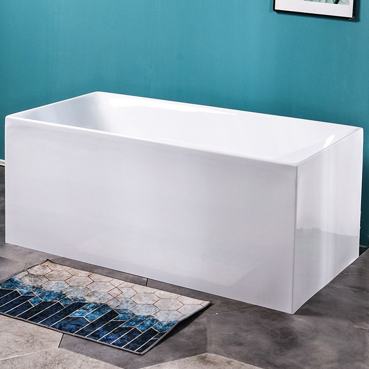 Antique Finish Bathtub Modern Rectangular Back to Wall Soaking Bath Tub
