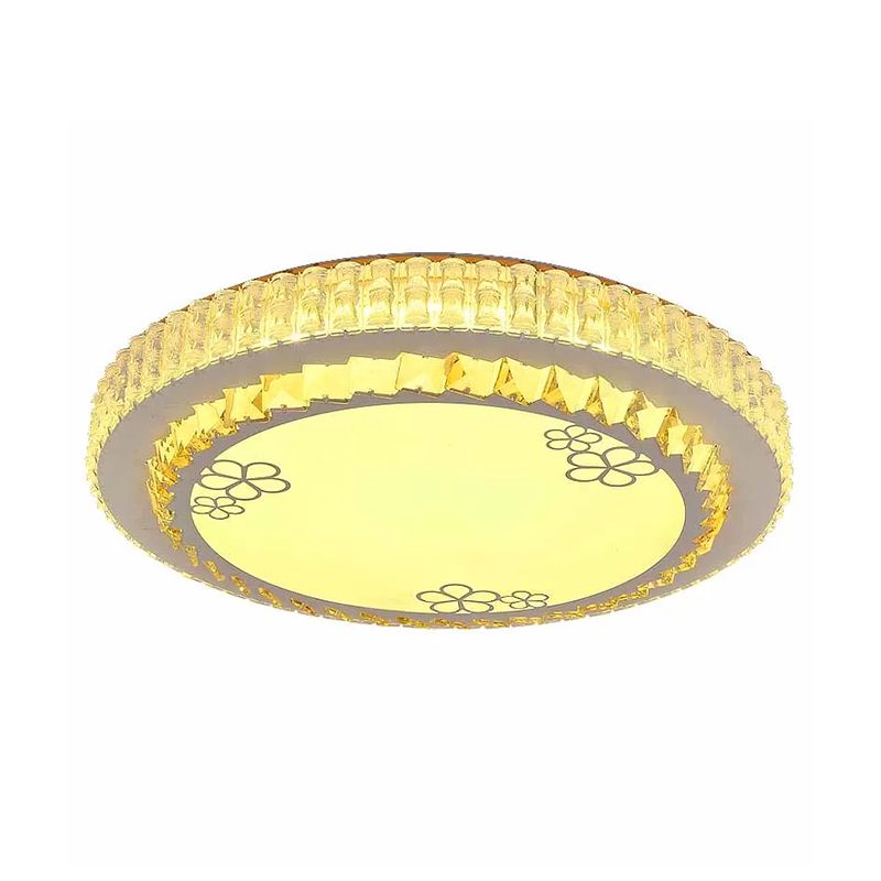 Lámpara circular cercana al techo Minimalismo Cristal facetado LED Cromo Luminaria empotrada