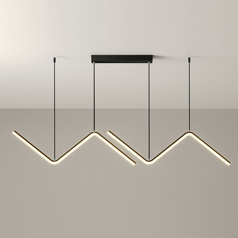 Modernism 2-Light Black/Golden Ceiling Light Metal Kitchen Island Lighting