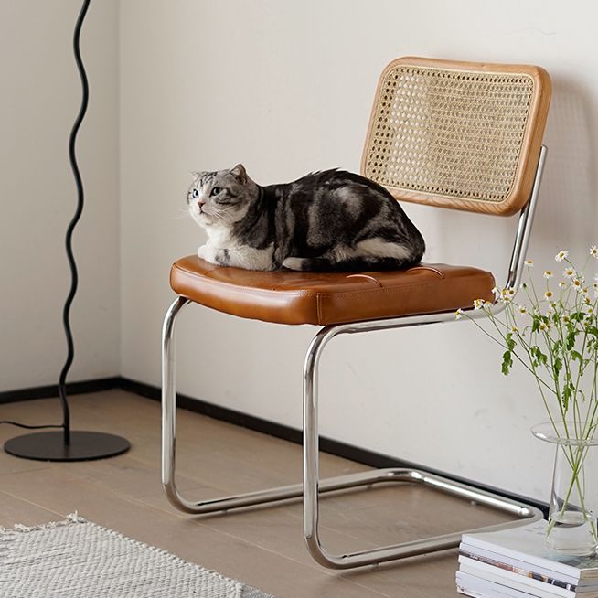 Modern Backrest Cushion Chair with Metal Base for Dining Room