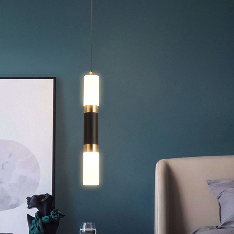 1-Light Line Hanging Pendant Modern Style Metal Hanging Lighting for Living Room