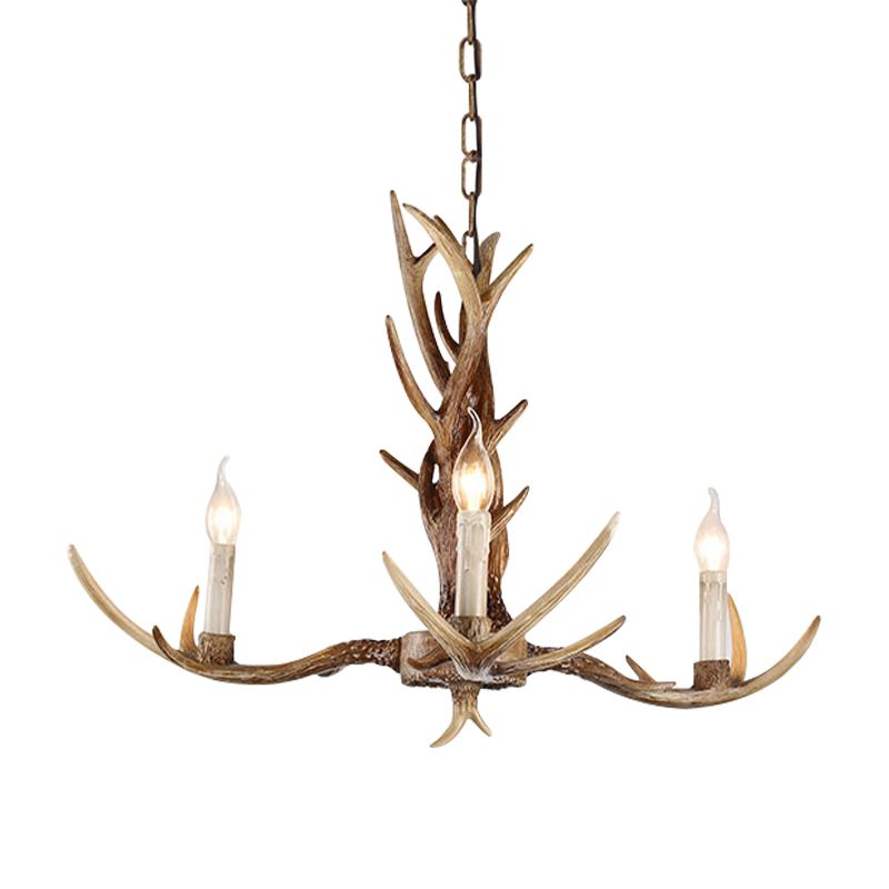 3/6/8 Luces Accesorios de iluminación de lámparas Antiguas Candelabra Resina colgante Luz en Beige para sala de estar