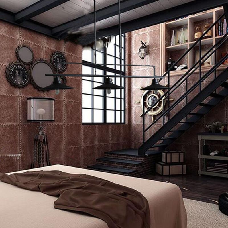 Luz colgante de isla de hierro forjado en la luz de techo interior geométrica de estilo industrial con marco de hierro