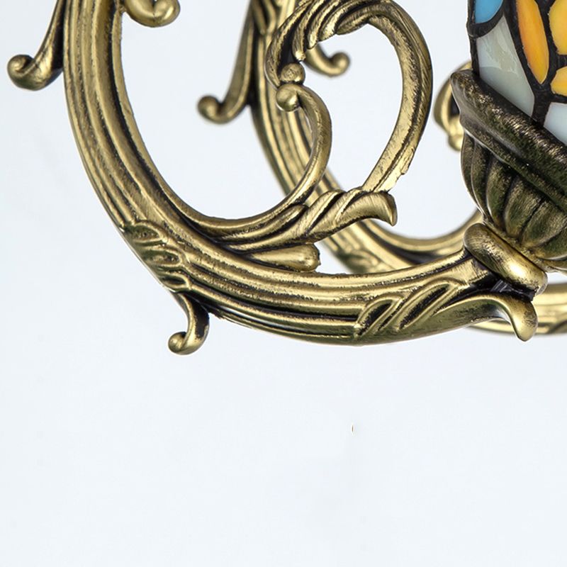 Lampada lampadario a forma di ciotola macchiata di vetro in vetro a pendente in stile tiffante beige