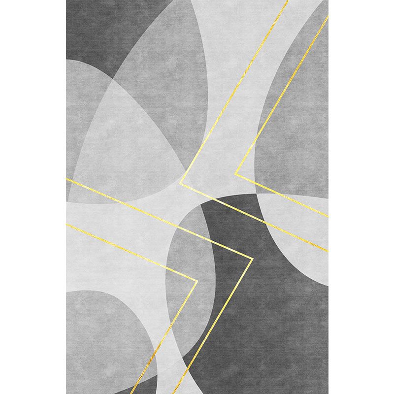 Unique Abstract Rug Blue and Grey Contemporary Rug Polyester Pet Friendly Washable Area Rug for Living Room