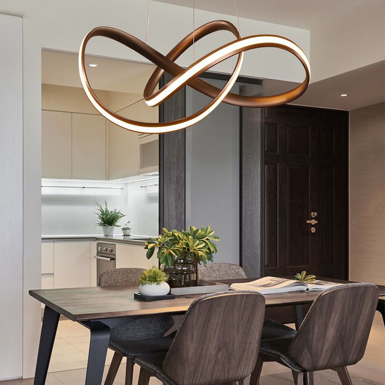 Postmodern Twist Suspended Lighting Fixture Metal Hanging Ceiling Fixture for Restaurant