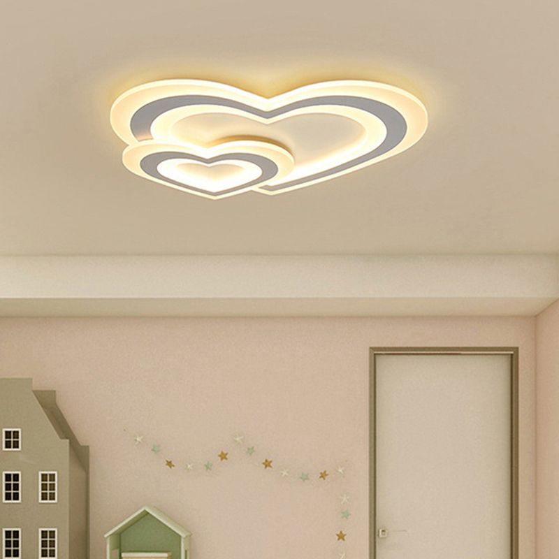 Star/Cloud/Loving Heart Ceiling Lamp Cartoon Acrylic Kids Bedroom LED Flush Mount Light in Warm/White Light
