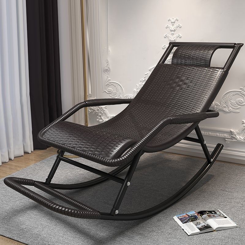 Contemporary Wicker Rocker Chair Woven Rope Rocking Chair for Living Room