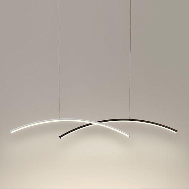 Linear Metallic Island Light Fixture Modernism LED Hanging Lamp Kit Light for Dining Room