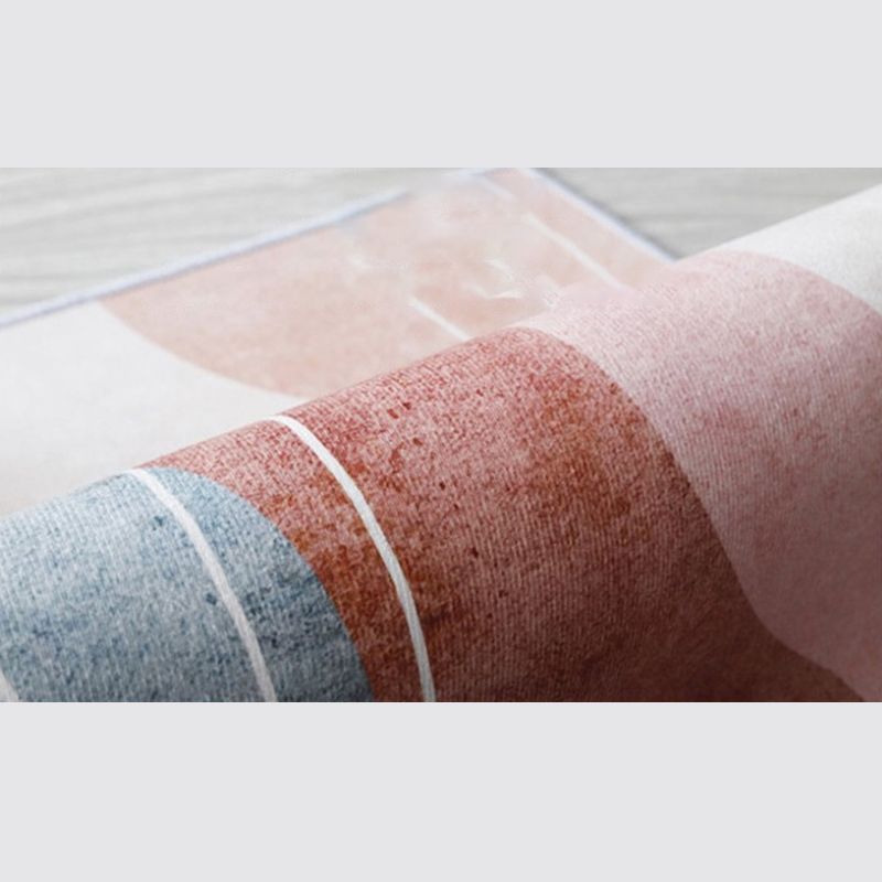 Pink Modern Rug Polyester Color Block Area Rug Non-Slip Backing Rug for Living Room