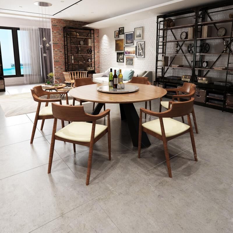Solid Wood Dining Table Contemporary Dining Site Table with Tripod Base