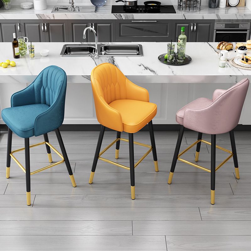 Glam Metal Barstool Faux Leather Kitchen Counter Stool in Matte Finish with 4 Legs
