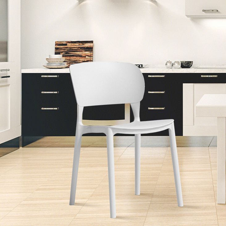 Contemporary Style Dining Chair Armless Dining Chair with Plastic Legs for Kitchen