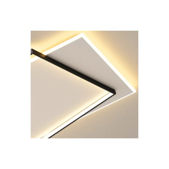 Modern Concise Geometric LED Semi Flush Mount Feather Acrylic Ceiling Light in Black