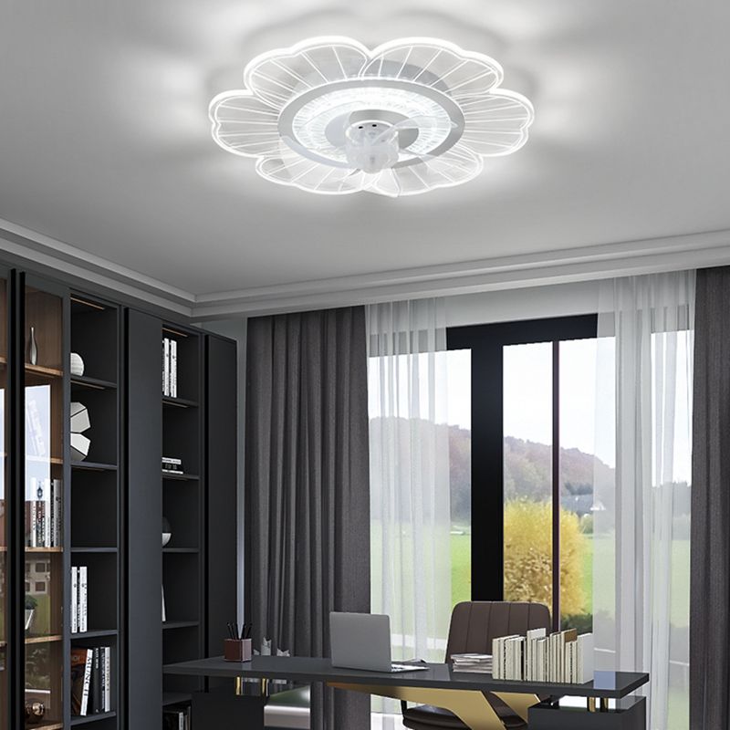 Weiße ultradünne Deckenventilator Leuchte Einfachheit Acryl LED Semi Flush Mount Light für Schlafzimmer