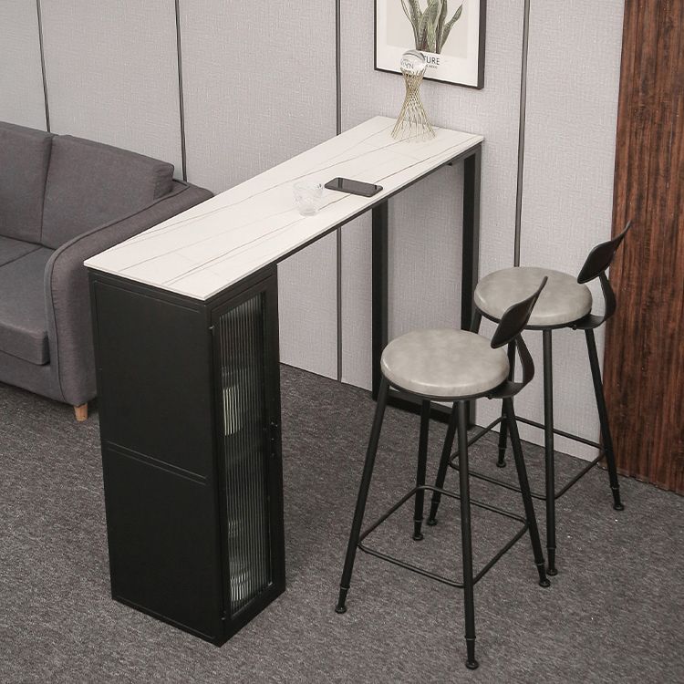 Bar Height Pub Table Modern Marble Rectangle Storage Indoor Counter Wine Table