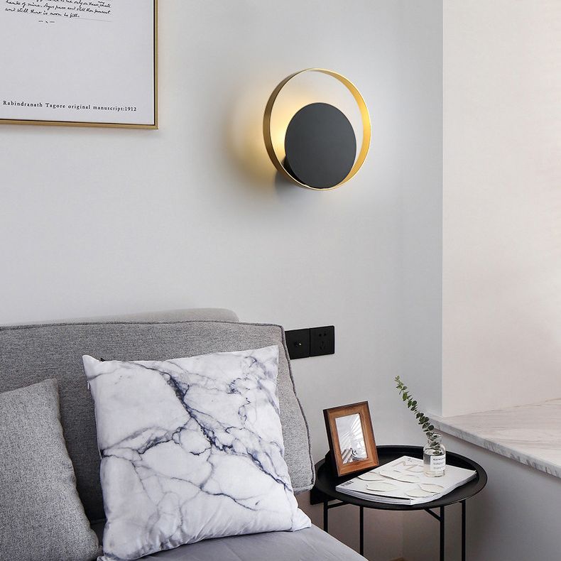 Electroplate Iron Single Wall Lamp in Modern Artistic Style Circular Indoor Wall Sconce