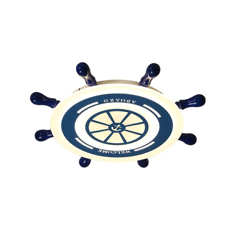 21.5"/25.5" W LED Nursery Flush Ceiling Light Mediterranean Blue Flush Mount with Rudder Acrylic Shade